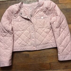 Ann Taylor Weekend Blush Quilted Cropped Jacket Snap Front LP